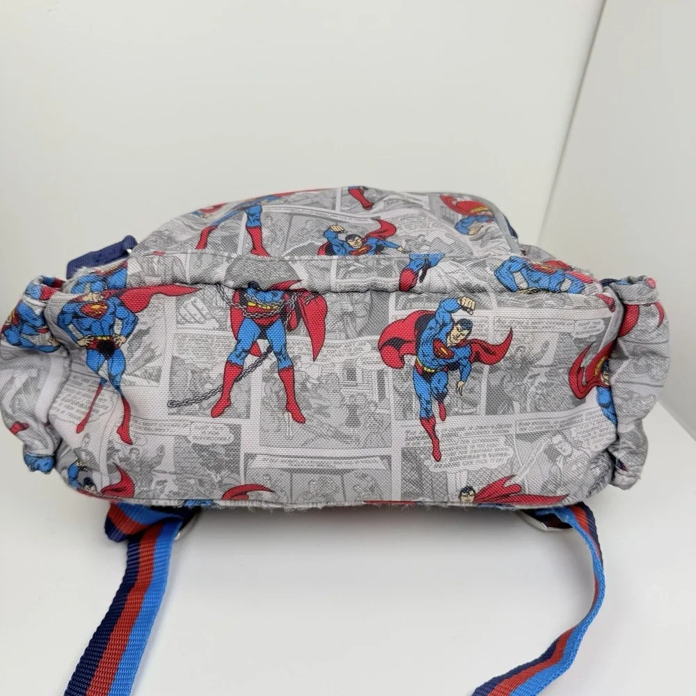 Pottery Barn Kids Superman Mackenzie Large Backpack Gray Blue Bottle Pockets